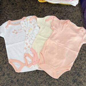 Peach and Cream Baby Onesie Set